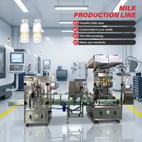 Chaîne complète de machines de traitement du lait frais entièrement automatique pour le remplissage et le bouchage de bouteilles, volume réglable pour la fabrication laitière
