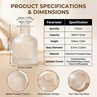 Bouteille diffuseur en verre mat de 150 ml en forme de ventre, réutilisable, vide, avec bâtonnets diffuseurs pour la maison et le bureau