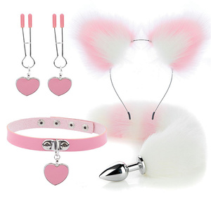 YPM colitas Anal queue de renard godemichet Anal Sexy en peluche chat oreille bandeau avec cloches collier ensemble Massage jouets sexuels pour femmes Couples - Product Image 2