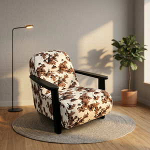 Sillón Reclinable Moderno con Tela Floral, Respaldo Sólido y Patas de Madera, Silla de Descanso para Sala de Estar, Muebles para el Hogar - Product Image 3