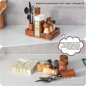 Wooden Divided Tableware Storage Rack With <b>Paper</b> Towel Holder Desktop <b>Kitchen</b> Organizer Multipurpose 8-11.9in Depth - Product Image 4