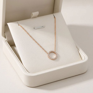 Fabricant populaire de bijoux fins en gros, exportateur de colliers brillants, diamants naturels véritables, collier avec pendentif en or rose massif 18 carats - Product Image 6