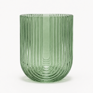 Juego de Baño de Vidrio Acordonado Verde con Diseño Rectangular Redondeado, 4 Piezas: Dispensador de Loción, Vaso, Jabonera - Product Image 6