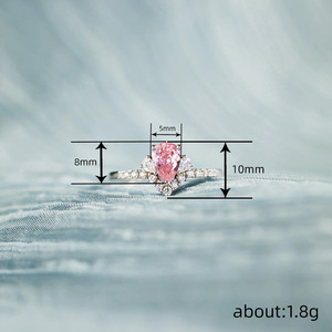 Anello a Goccia Rosa Principessa per Donne, Gioiello Elegante e di Lusso per le Dita - Product Image 5
