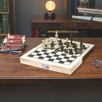Offre Spéciale Logo personnalisé classique jeu d'échecs ensemble boîte en bois pour enfants adultes famille jouer stylo promotionnel