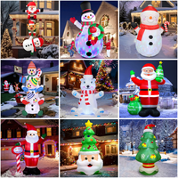 Ensemble d'arbres de Noël gonflables géants animés avec elfes et bonhommes de neige, en tissu Oxford résistant à l'eau, installation facile pour fêtes, événements et maison