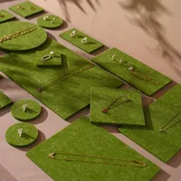 Ensemble de présentoirs à bijoux en feutre vert, organisateur en feutre artificiel pour bagues, colliers et boucles d'oreilles