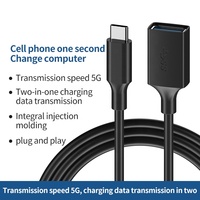 Cable extensor OTG tipo C USB3.0, adaptador de 0,2 m, chaqueta de PVC, trenza de carga rápida 3A para teléfono móvil, conecta ratón, unidad Flash USB