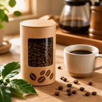 Boîte cylindrique écologique en papier kraft et carton avec fenêtre personnalisée pour l'emballage de thé, de café en grains et d'aliments