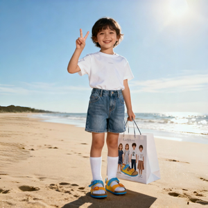 รองเท้าแตะสำหรับเด็กมีสายรัดปรับระดับได้สองชั้นพื้นรองเท้ากันลื่นและด้านบนทำจาก PU - Product Image 6