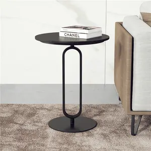 İskandinav Modern mobilya oturma odası Metal taban çerçeve doğal mermer yan sehpa