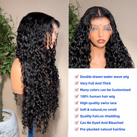 Pelucas de Cabello Humano Ondulado sin Procesar con Cutícula Alineada, Cabello Indio Rizado, Ondas de Agua, 13x4 HD, Frontal de Encaje Transparente, Sin Pegamento, Venta al por Mayor