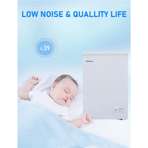 Congélateur coffre Moosoo de 3,5 pieds cubes avec panier amovible, température unique, dégivrage manuel, autoportant, blanc - Product Image 6