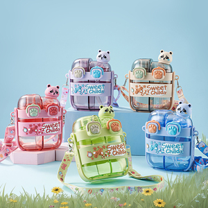 <strong>500</strong> ML Double Compartment Children's Cute Straw Cup <strong>Plastic</strong> Double Drinking Water <strong>Bottle</strong> for Kids School - Product Image 5