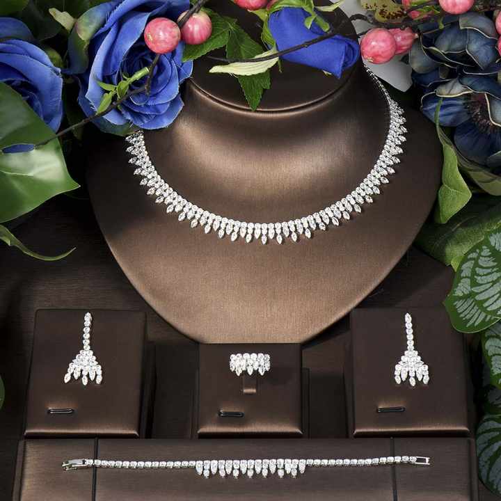2023 Hot Selling Cubic Zirconia Bridal Wedding Jewelry Set Bridal 4-piece Set Women's Jewelry Set Jewelry Brand Reproduction