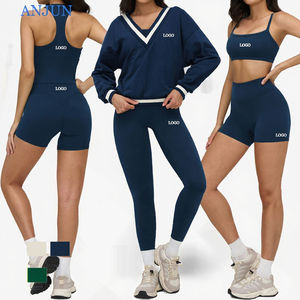 Custom <b>Women</b>’s <b>Plus</b> <b>Size</b> 5-Piece Workout Set Square Neck Sports Bra High Waist Leggings & Shorts Activewear Yoga <b>Clothing</b> - Product Image 3