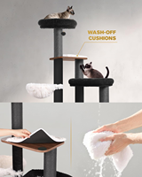 Arbre à chat robuste de 63 pouces pour chats d'intérieur, tour à chat robuste pour grands chats avec poteau à gratter, perchoir en peluche, condo pour chat