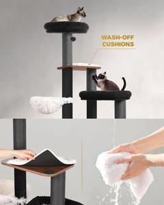 63" Heavy Duty <b>Cat</b> <b>Tree</b> for Indoor <b>Cats</b>, Sturdy <b>Cat</b> Tower for <b>Large</b> <b>Cats</b> with Scratching Post, Plush Top Perch, <b>Cat</b> Condo - Product Image 5