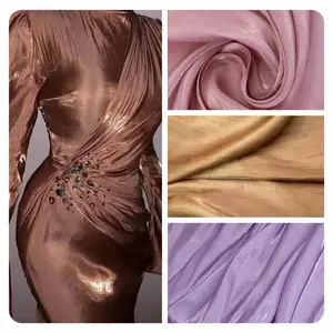 Оптовая продажа, Мягкая Блестящая тканая ткань из органзы из полиэстера для летнего женского платья