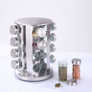 360 Degree Kitchen Accessories Revolving Spice <b>Bottle</b> <b>Racks</b> Set Rotating Condiments Holder Spice <b>Rack</b> Shelf Organizer With Jars - Product Image 5