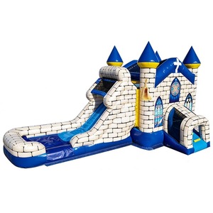 สไลเดอร์น้ำรูปหมีเท็ดดี้แบบสองเลน พร้อมบ้านลมเป่าลมสำหรับเด็กเล่นทั้งแบบเปียกและแบบแห้ง  พร้อมสไลเดอร์และที่กระโดด - Product Image 2