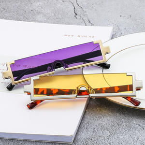 عدسة أرجوانية لتصوير الشوارع ملونة UV400 مسطحة من الأعلى إطارات مستطيلة صغيرة نظارات شمسية بعدسات بدون إطار نظارات كمبيوتر من البلاستيك <span class=keywords><strong>Halfrim</strong></span> - Product Image 2