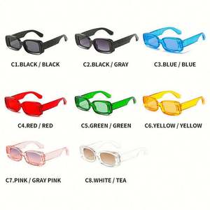 Nouvelles lunettes de soleil carrées de couleur bonbon pour hommes et femmes, mode 2022, petites lunettes de soleil rectangulaires bleues - Product Image 5