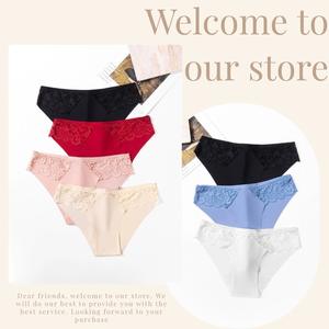 <span class=keywords><strong>Omei</strong></span>, venta al por mayor, pantalones triangulares de mujer con costuras de encaje, ropa interior suave transpirable de color sólido para mujer - Product Image 6