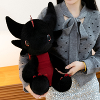 Peluche Dragon Personnalisée en Gros, Jouet en Peluche Mignon, Poupée en Fourrure Noire, Cadeau d'Halloween, Jouets en Peluche Doux
