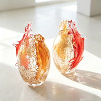 Bouteille décorative en verre de Murano soufflé à la main, sculpture asymétrique en forme de flamme, vase d'art fluide, décoration de table de luxe pour la maison