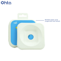 Boîte en pulpe moulée en fibre de bagasse 100 % recyclée et biodégradable pour emballage personnalisé d'écouteurs Bluetooth TWS en gros pour l'électronique