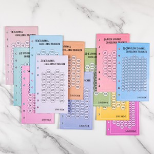 Enveloppes de suivi de défi d'épargne A6 Euro Punch Paper à 6 trous avec 100 enveloppes <span class=keywords><strong>pour</strong></span> 52 semaines, défi d'épargne sur 30 jours - Product Image 1