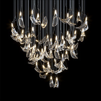 Lustre LED moderne pendentif grand nouveau produit pour la maison escalier décoratif verre cristal acrylique interrupteur pour salon villa