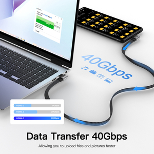 Uniean Bán Buôn <span class=keywords><strong>4.0</strong></span> USB C Cáp Phẳng 240W 100W Loại C Nhanh Chóng Sạc Phẳng Dây 8K Cáp Dữ Liệu Cho Iphone Để <span class=keywords><strong>Android</strong></span> - Product Image 5