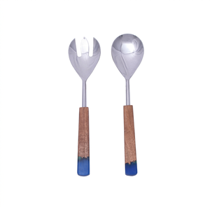 Trending Style <b>Salad</b> Servers Set With Wooden Handles And Blue Dipped Ends Stainless Steel <b>Salad</b> <b>Tools</b> For Serving <b>Tools</b> - Product Image 1