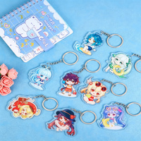 Porte-clés en acrylique personnalisé avec logo, mascotte de dessin animé, double face, porte-clés personnalisé pour souvenirs d'événements, cadeaux promotionnels
