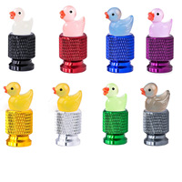 Capuchons de valve de pneu mignons en forme de poussin et de canard - Accessoires de roue colorés en alliage d'aluminium anti-poussière pour voiture, moto et vélo