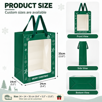 Sacs en papier kraft personnalisés pour Noël avec poignée en coton, fenêtre en PVC, sacs cadeaux en carton blanc pour emballages de fêtes