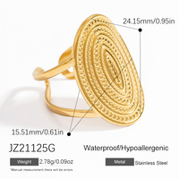 SUMMLY Vintage Ovaler Breiter Unregelmäßiger Welliger Personalisierter Flüssiger Wasserdichter 18K Vergoldeter Edelstahlring Edle Modeschmuckstücke