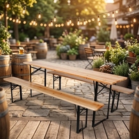Table de pique-nique pour l'extérieur 3 PCS Table de bière en bois pliante au design minimaliste pour patio, jardin et parc
