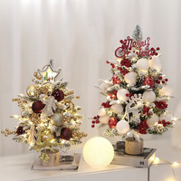 Mini-sapins de Noël pré-éclairés avec décorations, décoration de table pour les fêtes de Noël à la maison