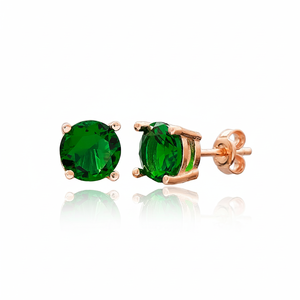 <b>Emerald</b> Stone Solitaire <b>Stud</b> Silver Earring Wholesale 925 Sterling Silver for Woman Jewelry - Product Image 2
