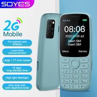 Teléfono Móvil SOYES S10T 2G GSM con Teclado Mini, Altavoz Potente, Teléfono Celular para Personas Mayores con Linterna Potente de 800 mAh