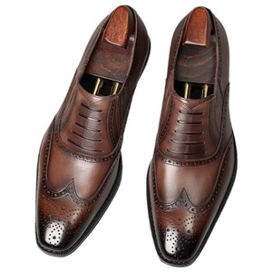 Brock chaussures en cuir pour hommes sculpté Style britannique couverture en cuir couche de pied peau de vache à la main décontracté chaussures en cuir pour hommes - Product Image 1