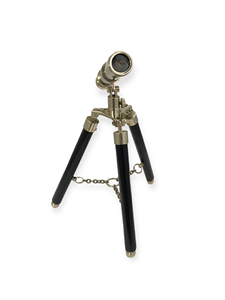 Télescope de poche en laiton de 6 pouces avec trépied en bois, surface nickelée argentée, style maritime, pièce optique pour la décoration de la maison - Product Image 3