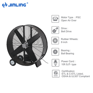 Ventilador Industrial de Tambor Móvil de 36, 42 y 48 Pulgadas, Alta Velocidad, 2 Velocidades, Accionamiento por Correa, Ventilador de Tambor de 120V/ETL - Product Image 2