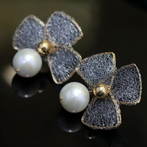 Natural 10-11mm Edison Pearl Clover <b>Earrings</b> US 14K Gold Filled Italian Lace Jewelry Near Round High Luster <b>Fine</b> <b>Earrings</b> - Product Image 2