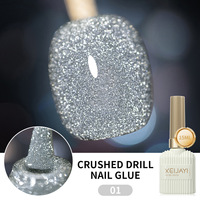 XEIJAYI Nouveau Vernis Gel UV Blanc Réfléchissant Effet Disco et Strass Brisés, Longue Durée, Tenue Ferme, Logo Personnalisé Français