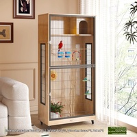 Cage d'élevage pour perroquets en bois massif, écologique, spacieuse, avec cage transparente en verre et fermeture à bouton - Vente en gros