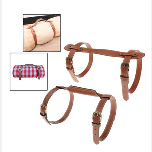 PU leather camping <b>blanket</b> straps, outdoor <b>picnic</b> mat carrying straps, portable adjustable <b>blanket</b> fastener. - Product Image 1